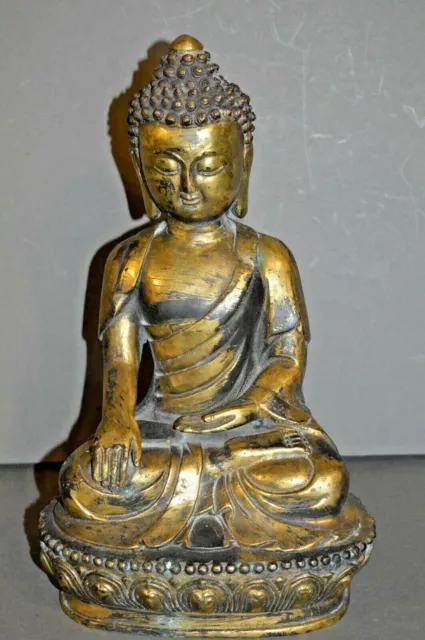 Large (3.9kg) Antique 19th Century Sino Tibetan Gilt Bronze Buddha, c1890