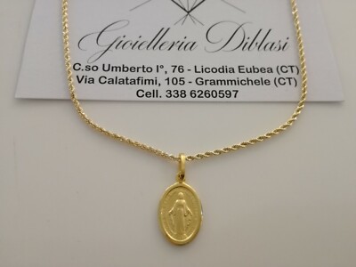 AMEN AMEN Collana Rosario oro giallo 18 kt carati Madonna Miracolosa Croce corona 