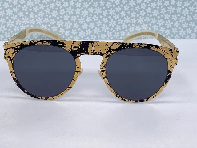 Mykita Occhiali da Sole Uomo Rotondi Oro Nero Maison Margiela MMTRANSFER004