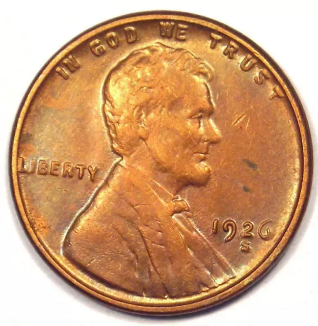 1926-S Lincoln Wheat Cent Penny 1C - Uncirculated Details (UNC MS) - Rare Date!