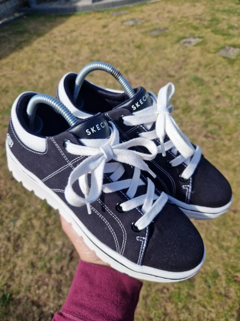 SKECHERS WOMENS STREET Cleat Bring It Back Black Trainers UK