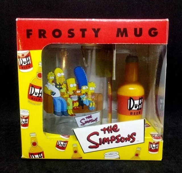 NEW! 2001 Homer Simpson Duff Beer Frosty Mug ~Family on couch Matt Groening