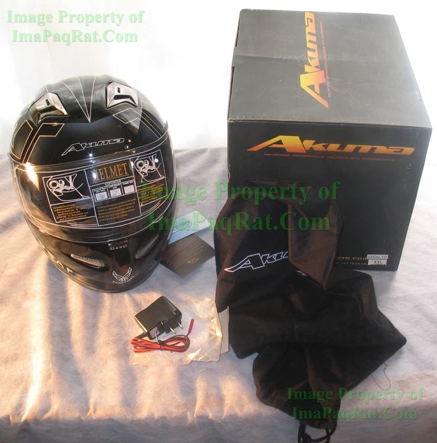 BRAND NEW AKUMA STEALTH Motorcycle Helmet 2X-Large with LED Lights! USAF XXL gb
