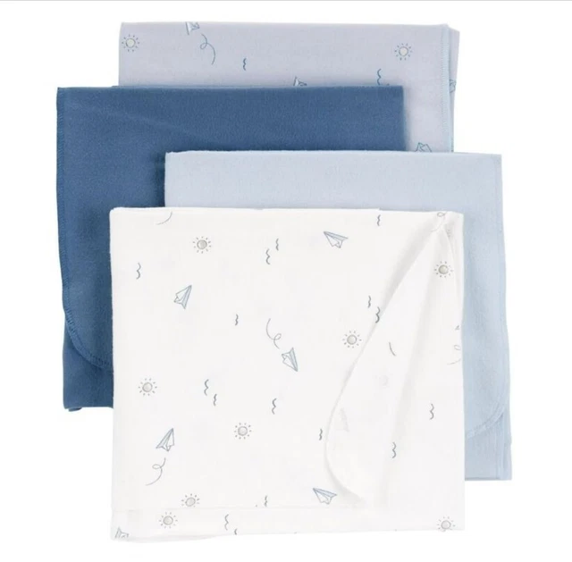 carters blue receiving blankets 4 pc, baby boy