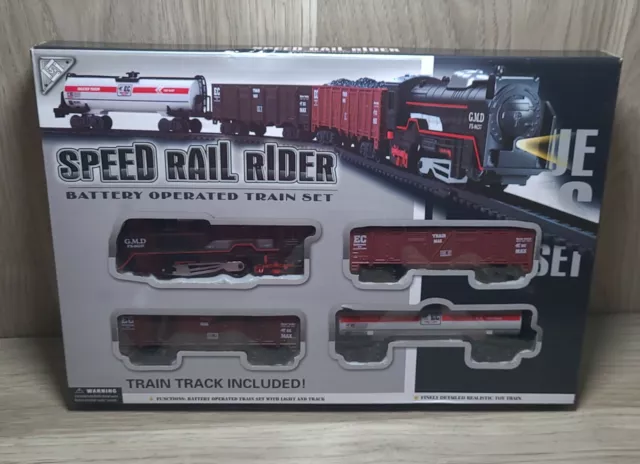 Speed Rail Rider Battery Operated Model Train Set Locomotive & Railroad Track