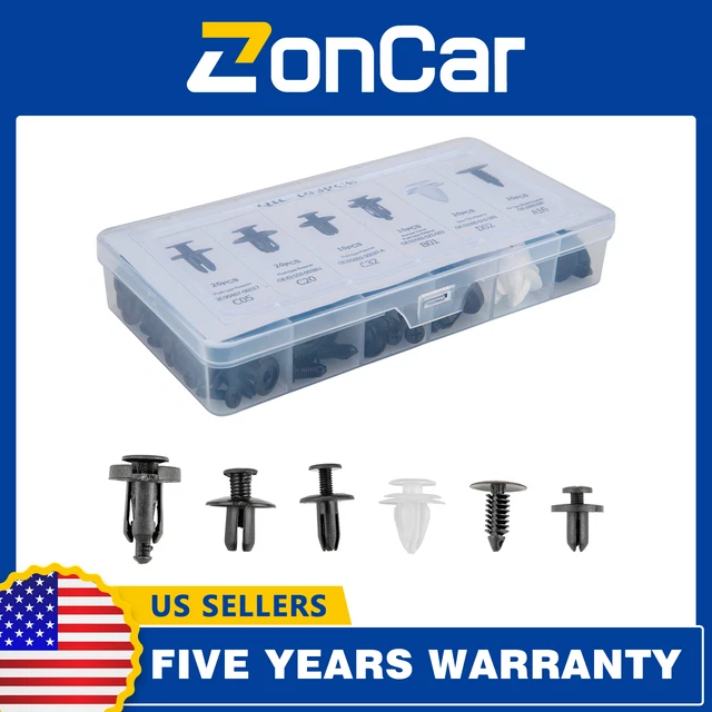 6size 100pc Clip Trim Car Push Pin Rivet Bumper Door Panel Retainer Fastener Kit