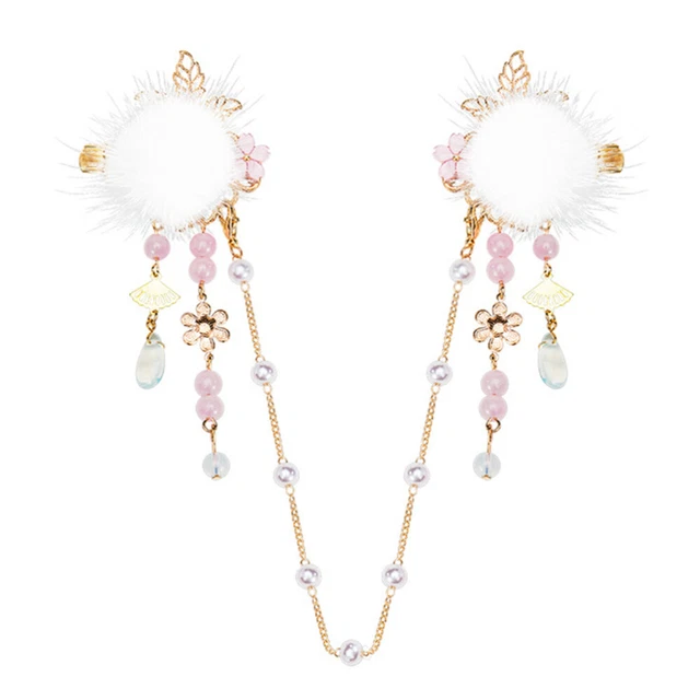 Antiche clip per capelli Lolita ornamento fronte forcina perla Cheongsam