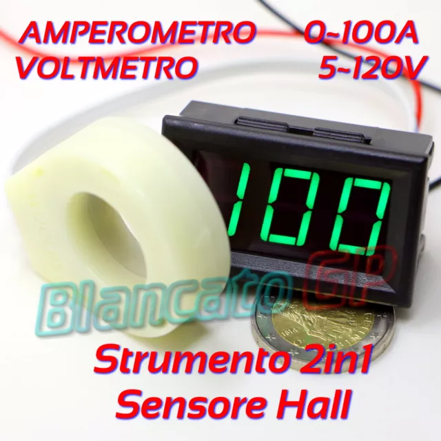 2IN1 AMPEROMETRO ± 100A DC CON SENSORE HALL VOLTMETRO 5V 120V ammeter voltmeter