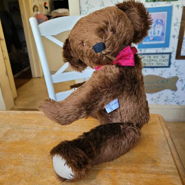 Large 1980's limited edition brown mohair Merrythought Teddy Bear UK 17in EUC 3