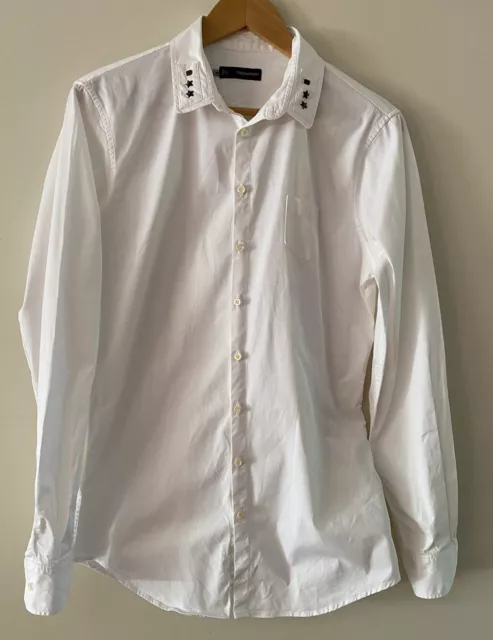 Dsquared2 Mens Designer White Shirt Size 48 Made In Italy