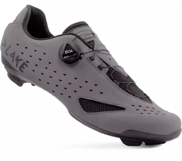 Lake CX177 Road Shoes, Matte Grey / Black, EU 46, UK 11