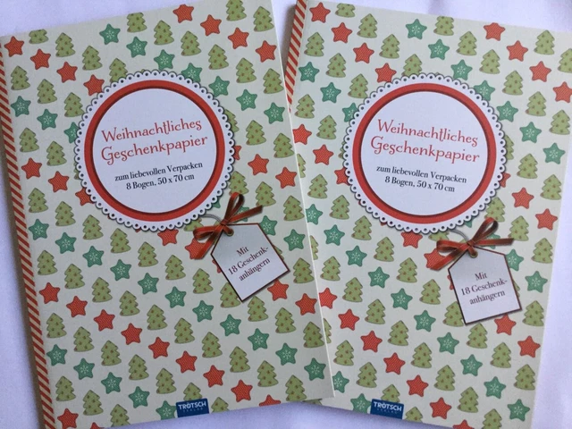 2 x Weihnachten Geschenkpapier Set Bucher 8 Bögen (x2)