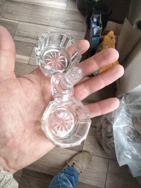 DÎNETTE ANCIENNE, SALIÈRE figurant un oiseau en VERRE de PORTIEUX fin