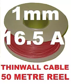 50M Auto Cable Reel 1Mm 16A 12V Vehicle Car Loom Wire 32/0.2 1.0Mm Red 50 Metres