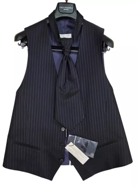 Gilet Panciotto Smanicato + Cravatta Carlo Pignatelli Cerimonia Blu