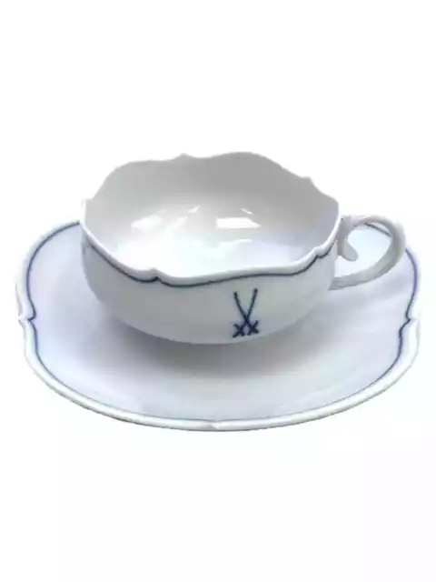 MEISSEN #5 White Cup & Saucer Set of 2 white