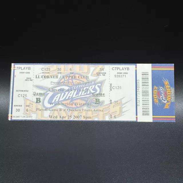 2007 Nba Playoffs Rd. 1 Gm 2 Ticket 🏆 Cavs Vs. Wizards - Lebron James 32 Points