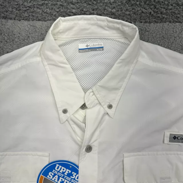 Columbia Mens XL Bahama II FM7048-100 UPF 30 White Long Sleeve Outdoors Shirt 3