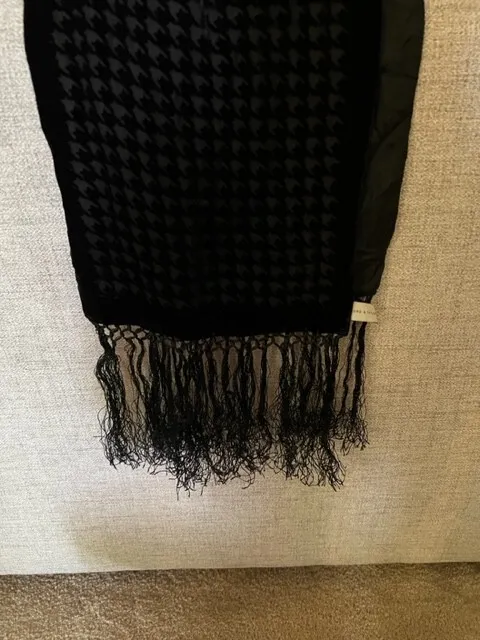 Beautiful Black Velvet Burnout Lord and Taylor Scarf with Fringe