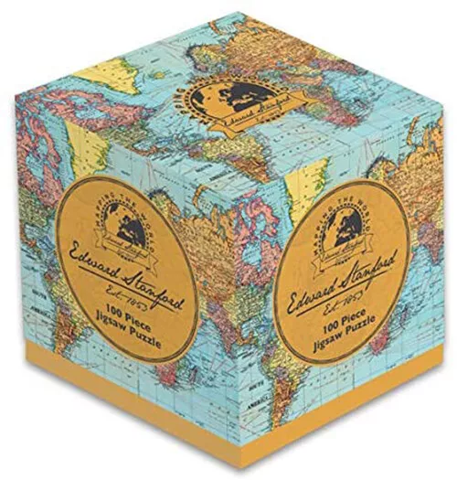 RFS12546 - Puzzle - Boîte Cubelée - Carte du Monde vintage - 26 x 38cm 100pcs