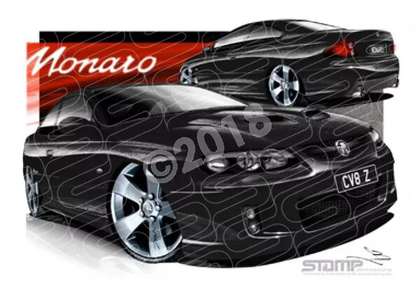 Holden Monaro V2 MONARO CV8Z PHANTOM BLACK A3 FRAMED PRINT (HC92)