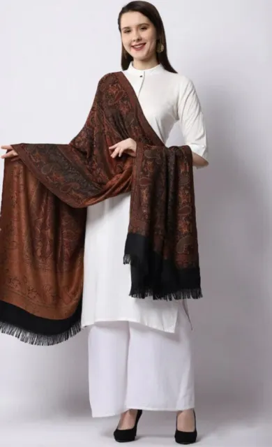 Châle en laine Pure pour femmes indiennes brodées, vêtements de mariée,...