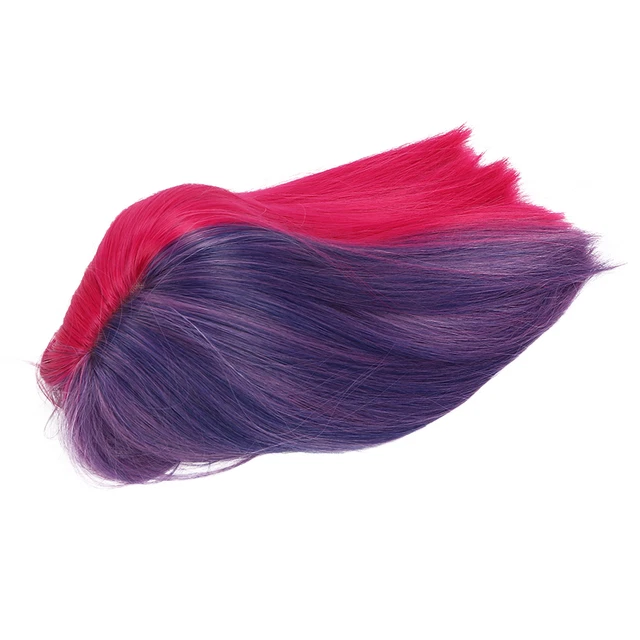 (Rosa + Viola) Parrucca lunga diritta donna fibra alta temperatura capelli finti SLS