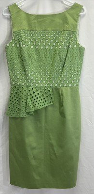 Antonio Melani sz6 Green Sleeveless sheath Dress lined back slit back zip