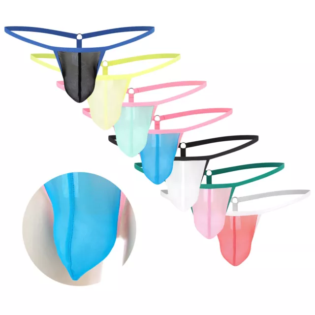 Men's Bulge Pouch Thongs Jockstrap T-back See Through G-string Briefs Underwear