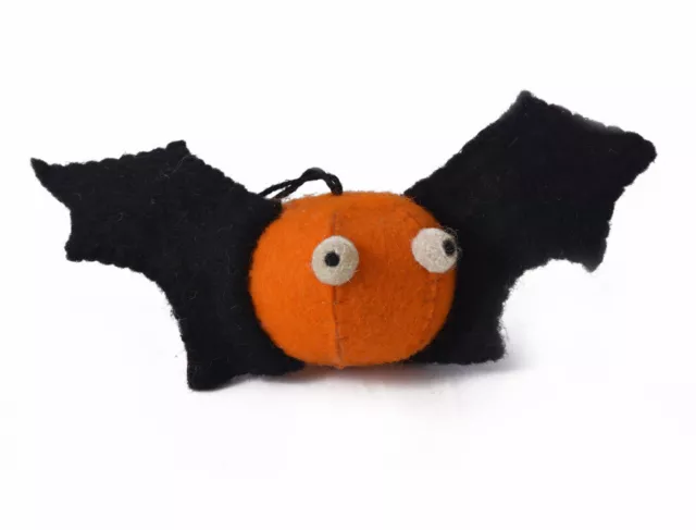 Handmade Premium Wool Felt Pumpkin Bat Needle Felted Halloween Ornament 2