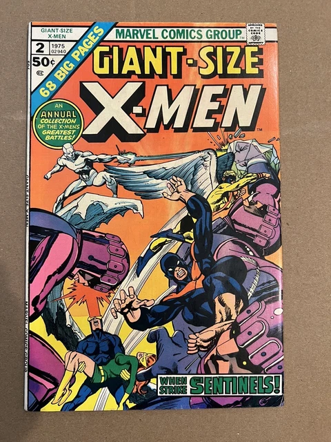 GIANT-SIZE X-MEN #2 FINE+ 6.5 SENTINELS Neal Adams 1975 Cyclops Jean Grey Havok