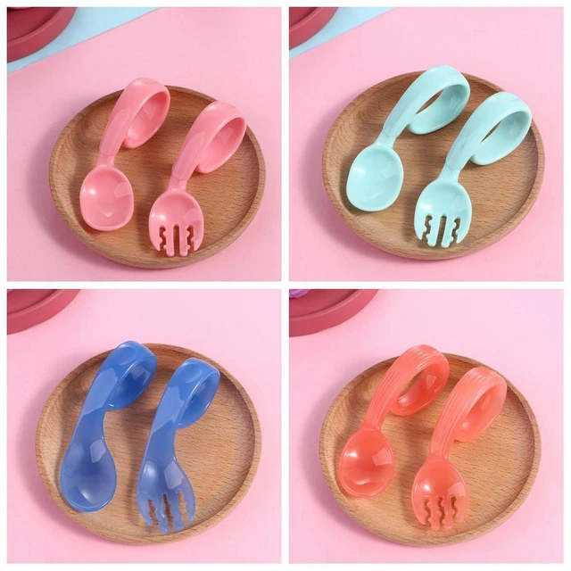 Baby Spoon Fork Set Children Training Utensils Tableware Baby Practice Helper