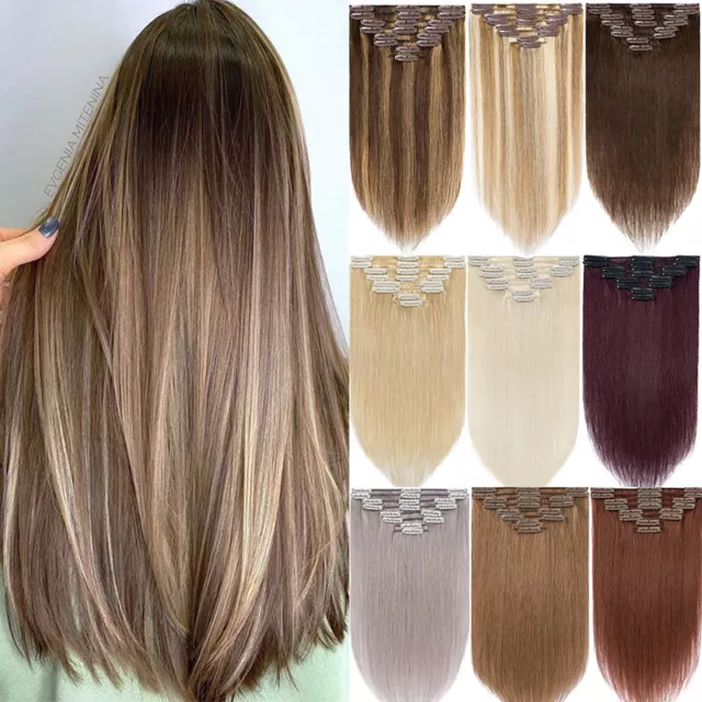 CLEARANCE Russian Clip In Remy Human Hair Extensions Double Weft THICK FULL HEAD