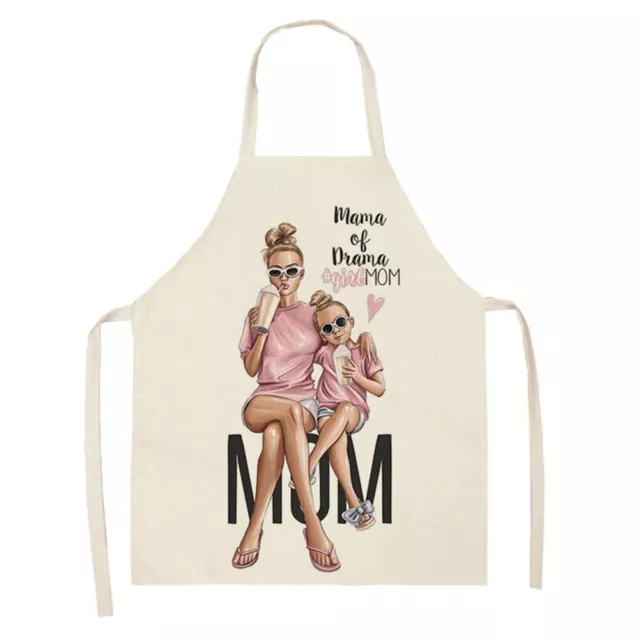 T0# Mom and Girl Printed Linen Apron