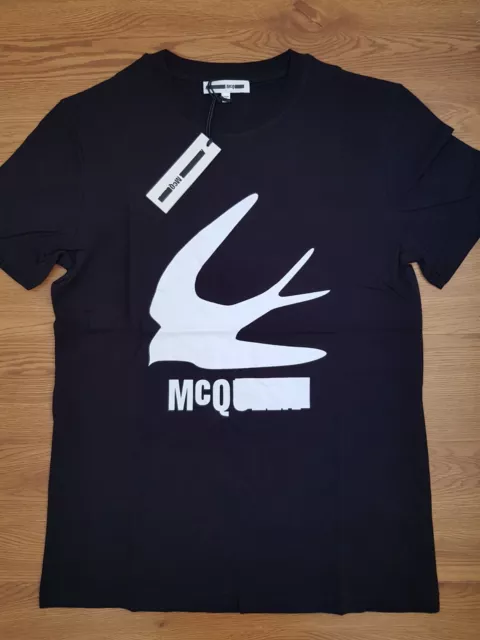 T-shirt MCQ Alexander McQueen nera Swallow, nuova di zecca ed etichettata.