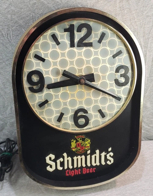 VINTAGE SCHMIDT'S LIGHT Beer Advertising Electric Wall Motion Clock Bar