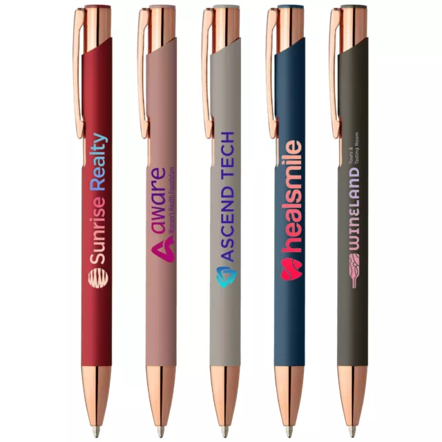 Personalized Crosby Softy Rose Gold Printed Your Logo in Full Color on 100 Pens