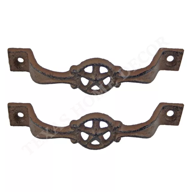 2 Star Handles Cast Iron Antique Style Rustic Barn Gate Drawer Pull Shed Door