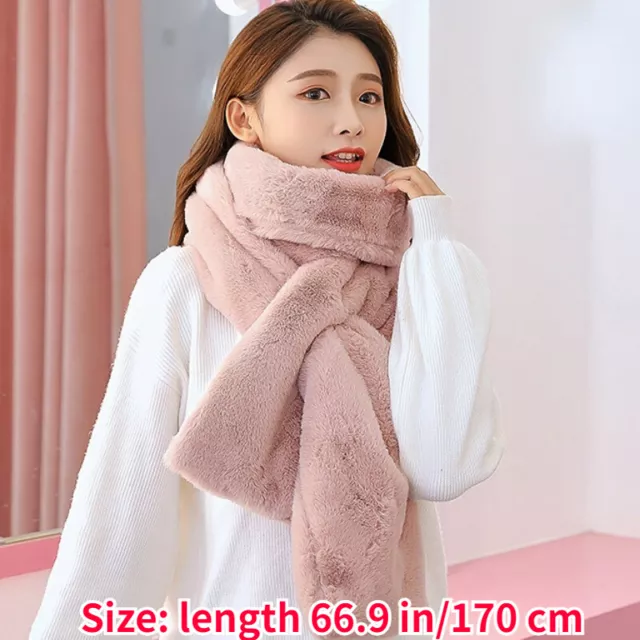 Women Ladies Faux Fur Scarf Neck Warmer Wrap Shawl Winter Warm Fluffy Furry