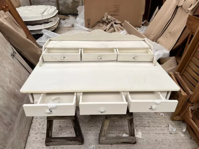 French Style Painted 6 Drawer Dressing Table / Desk