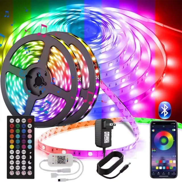 LED Strip Lights 100ft 50ft Music Sync Bluetooth 2835 RGB Room Light with Remote