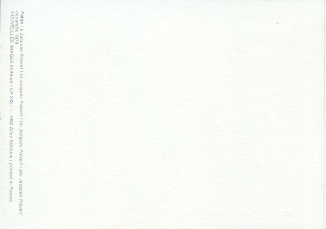 Cpsm / Postcard / Postcard / Folon Illustrator // A Jacques Prevert 2