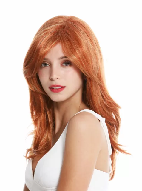 WIG ME UP Damen Perücke lang leicht gewellt Scheitel helles Kupferrot Rot Blond