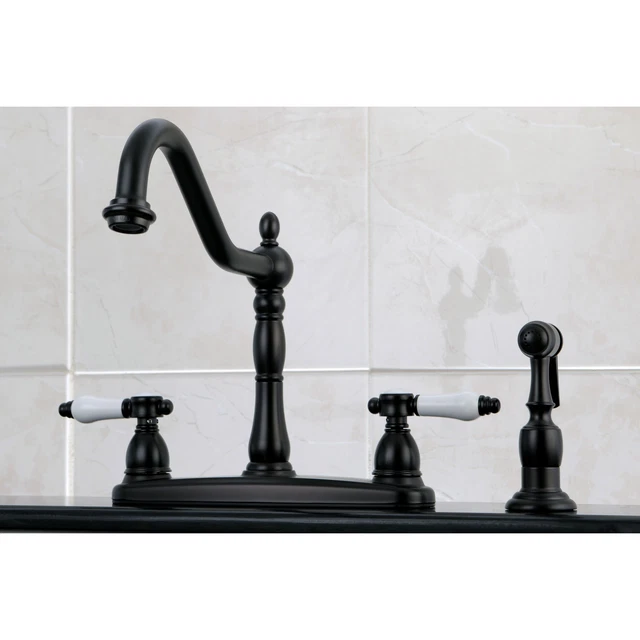 Vintage Porcelain 8-inch Centerset Kitchen Faucet with Side Oil Rubbed bronze
