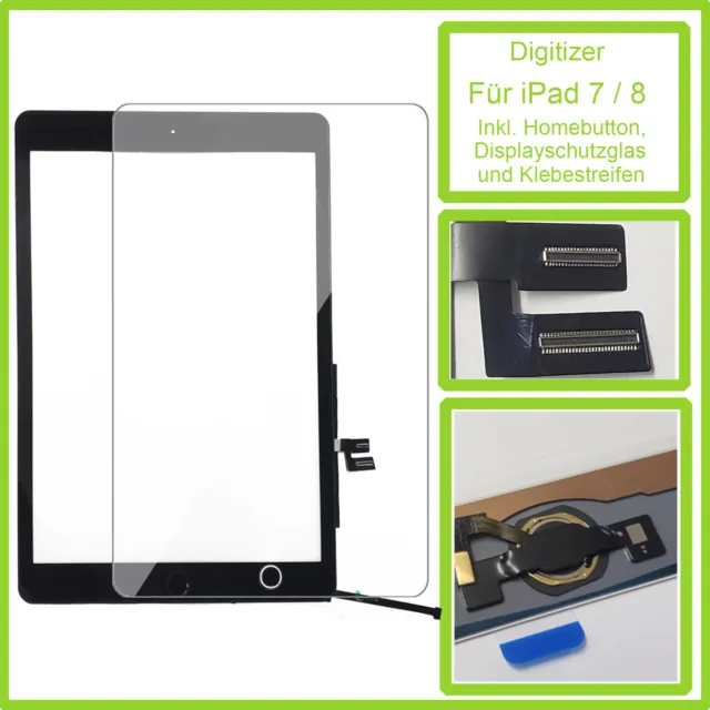 HX Digitizer iPad 7 2019 10,2 A2197 A2198 A2200 Touchscreen Display + Homebutton