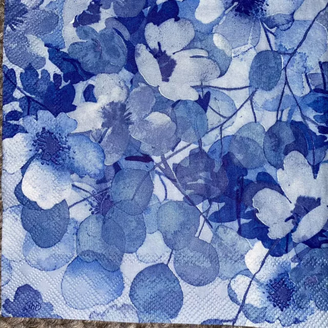 5 x Paper Cocktail Napkins/Decoupage/Craft/Dining/Bluna Blue Floral SC184