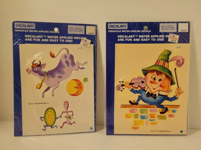 Lote de 2 calcomanías de ritmo Nusery Decalart vintage nuevas en paquete #0297 y #0298