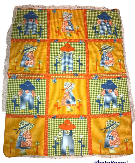 "Edredón para bebé hecho a mano colorido agricultor naranja azul verde colorido manta para cuna 43""x 35 1/2"
