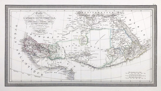 Africa Afrique Sudan Guinea Niger Tchad Mali Map Carte L.Vivien 1826