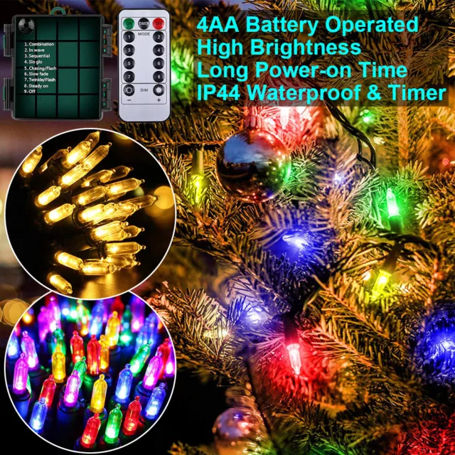 10M LED Fairy String Lights Battery Operated Waterproof Outdoor Christmas Decor